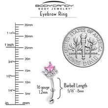 Load image into Gallery viewer, 16G 5/15 Clear Pink CZ Gem  Rhombus Riot Curved Eyebrow Ring
