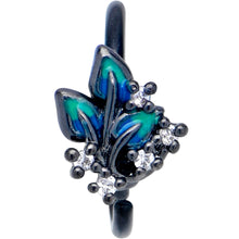 Load image into Gallery viewer, 20G 5/16 Clear CZ Gem Black Lush Leaves Nose Hoop
