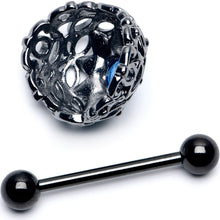Load image into Gallery viewer, 14G 9/16 Blue Aurora Gem Black Night Blossom Nipple Shield Set
