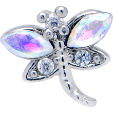 Load image into Gallery viewer, 20G 7mm Aurora CZ Gem Understated Dragonfly L Shape Nose Ring
