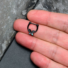 Load image into Gallery viewer, 16G 5/16 Blue CZ Gem Black Night Drama Butterfly Cartilage Clicker
