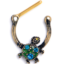 Load image into Gallery viewer, 16G 5/16 Blue Gem Gold Tone Sweet Sea Turtle Cartilage Clicker
