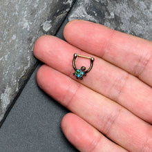 Load image into Gallery viewer, 16G 5/16 Blue Gem Gold Tone Sweet Sea Turtle Cartilage Clicker
