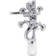 Load image into Gallery viewer, 20G 7mm Clear CZ Gem Love Lizard Faux Hoop L Shape Nose Ring

