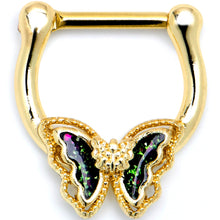 Load image into Gallery viewer, 16G 5/16 Vitrail Gem Gold Tone Classic Butterfly Cartilage Clicker
