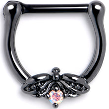 Load image into Gallery viewer, 16G 5/16 Aurora Gem Black Beauty Bug Cartilage Clicker
