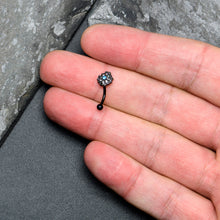 Load image into Gallery viewer, 16G 5/16 Blue Aurora Gem Black Night Blossom Curved Eyebrow Ring
