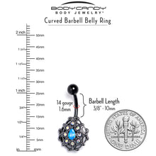 Load image into Gallery viewer, Blue Aurora Gem Black Night Blossom Belly Ring
