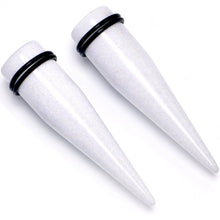 Load image into Gallery viewer, White Shimmer Acrylic Straight Taper Set 6mm to 20mm Sizes
