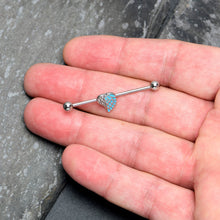 Load image into Gallery viewer, 14G Blue Heavenly Heart Angel Wings Industrial Barbell 38mm
