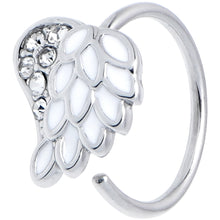 Load image into Gallery viewer, 20G 5/16 White Heavenly Heart Angel Wing Nose Hoop
