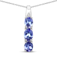 Load image into Gallery viewer, 1.11 Carat Genuine Tanzanite and White Diamond .925 Sterling Silver Pendant
