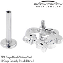 Load image into Gallery viewer, 16G 5/16 Clear CZ Gem Butterfly Rose Purple Internally Threaded Labret
