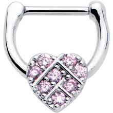 Load image into Gallery viewer, 16G 1/4 Pink CZ Gem Lattice Heart Cartilage Clicker
