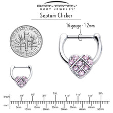 Load image into Gallery viewer, 16G 1/4 Pink CZ Gem Lattice Heart Cartilage Clicker
