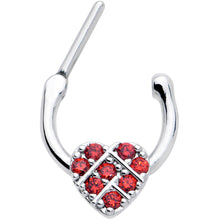 Load image into Gallery viewer, 16G 1/4 Red CZ Gem Lattice Heart Cartilage Clicker
