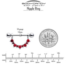 Load image into Gallery viewer, 14G 9/16 Red CZ Gem January Birthstone Dangle Nipple Shield Set
