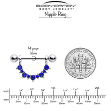 Load image into Gallery viewer, 14G 9/16 Blue CZ Gem September Birthstone Dangle Nipple Shield Set
