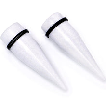 Load image into Gallery viewer, White Shimmer Acrylic Straight Taper Set 6mm to 20mm Sizes
