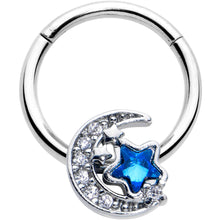 Load image into Gallery viewer, 16G 3/8 Blue CZ Gem Starry Night Sky Hinged Segment Ring
