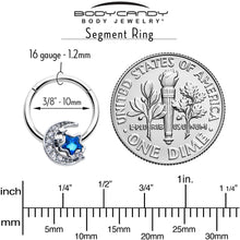 Load image into Gallery viewer, 16G 3/8 Blue CZ Gem Starry Night Sky Hinged Segment Ring

