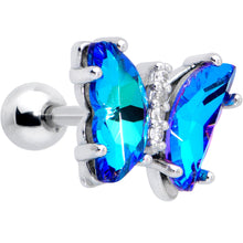 Load image into Gallery viewer, 16G 1/4 Blue CZ Gem Simply Colorful Butterfly Cartilage Earring
