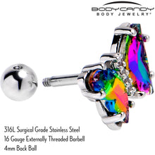 Load image into Gallery viewer, 16G 1/4 Rainbow CZ Gem Simply Colorful Butterfly Cartilage Earring
