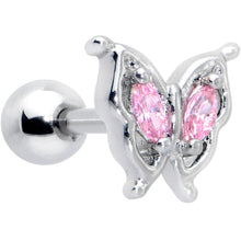 Load image into Gallery viewer, 16G 1/4 Pink Gem Fancy Fab Butterfly Cartilage Tragus Earring
