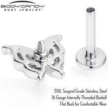 Load image into Gallery viewer, 16G 5/16 Blue Gem Fancy Fab Butterfly Internally Threaded Labret
