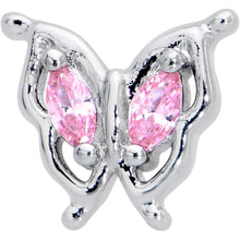 Load image into Gallery viewer, 16G 5/16 Pink Gem Fancy Fab Butterfly Internally Threaded Labret
