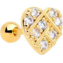 Load image into Gallery viewer, 16G 1/4 Clear Gem Gold Tone Lattice Heart Cartilage Tragus Earring
