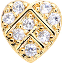 Load image into Gallery viewer, 16G 1/4 Clear Gem Gold Tone Lattice Heart Cartilage Tragus Earring
