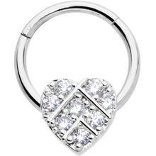 Load image into Gallery viewer, 16G 3/8 Clear CZ Gem Lattice Heart Hinged Segment Ring
