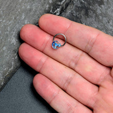 Load image into Gallery viewer, 16G 3/8 Blue CZ Gem Butterfly Love Heart Hinged Segment Ring
