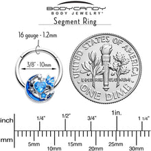 Load image into Gallery viewer, 16G 3/8 Blue CZ Gem Butterfly Love Heart Hinged Segment Ring
