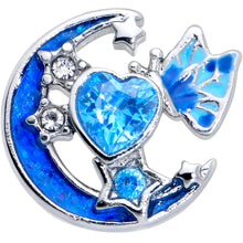 Load image into Gallery viewer, 16G 1/4 Blue CZ Gem Butterfly Love Heart Cartilage Tragus Earring
