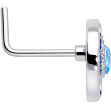 Load image into Gallery viewer, 20G 7mm Blue CZ Gem Moon Butterfly Love Heart L Shape Nose Ring

