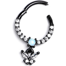 Load image into Gallery viewer, 16G 3/8 Blue Synthetic Opal Black Butterfly Hinged Segment Ring
