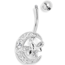 Load image into Gallery viewer, Clear Gem Lunar Dragonfly Belly Ring
