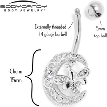 Load image into Gallery viewer, Clear Gem Lunar Dragonfly Belly Ring
