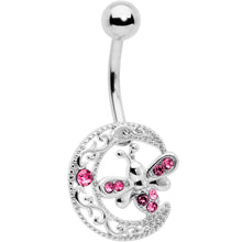 Load image into Gallery viewer, Pink Gem Lunar Dragonfly Belly Ring

