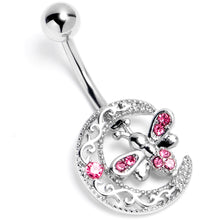 Load image into Gallery viewer, Pink Gem Lunar Dragonfly Belly Ring
