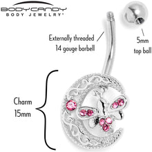 Load image into Gallery viewer, Pink Gem Lunar Dragonfly Belly Ring
