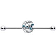 Load image into Gallery viewer, 14G Blue Gem Lunar Dragonfly Industrial Barbell 38mm

