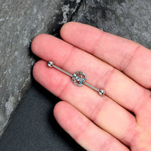 Load image into Gallery viewer, 14G Blue Gem Lunar Dragonfly Industrial Barbell 38mm
