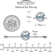 Load image into Gallery viewer, 14G Blue Gem Lunar Dragonfly Industrial Barbell 38mm
