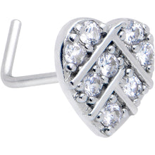 Load image into Gallery viewer, 20G 7mm Clear CZ Gem Lattice Heart L Shape Nose Ring
