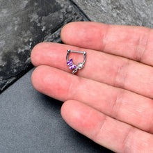 Load image into Gallery viewer, 16G 5/6 Clear Gem Butterfly Rose Flower Purple Cartilage Clicker

