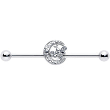 Load image into Gallery viewer, 14G Clear Gem Lunar Dragonfly Industrial Barbell 38mm
