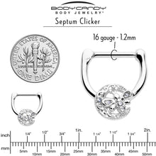 Load image into Gallery viewer, 16G 5/16 Clear Gem Lunar Dragonfly Cartilage Clicker
